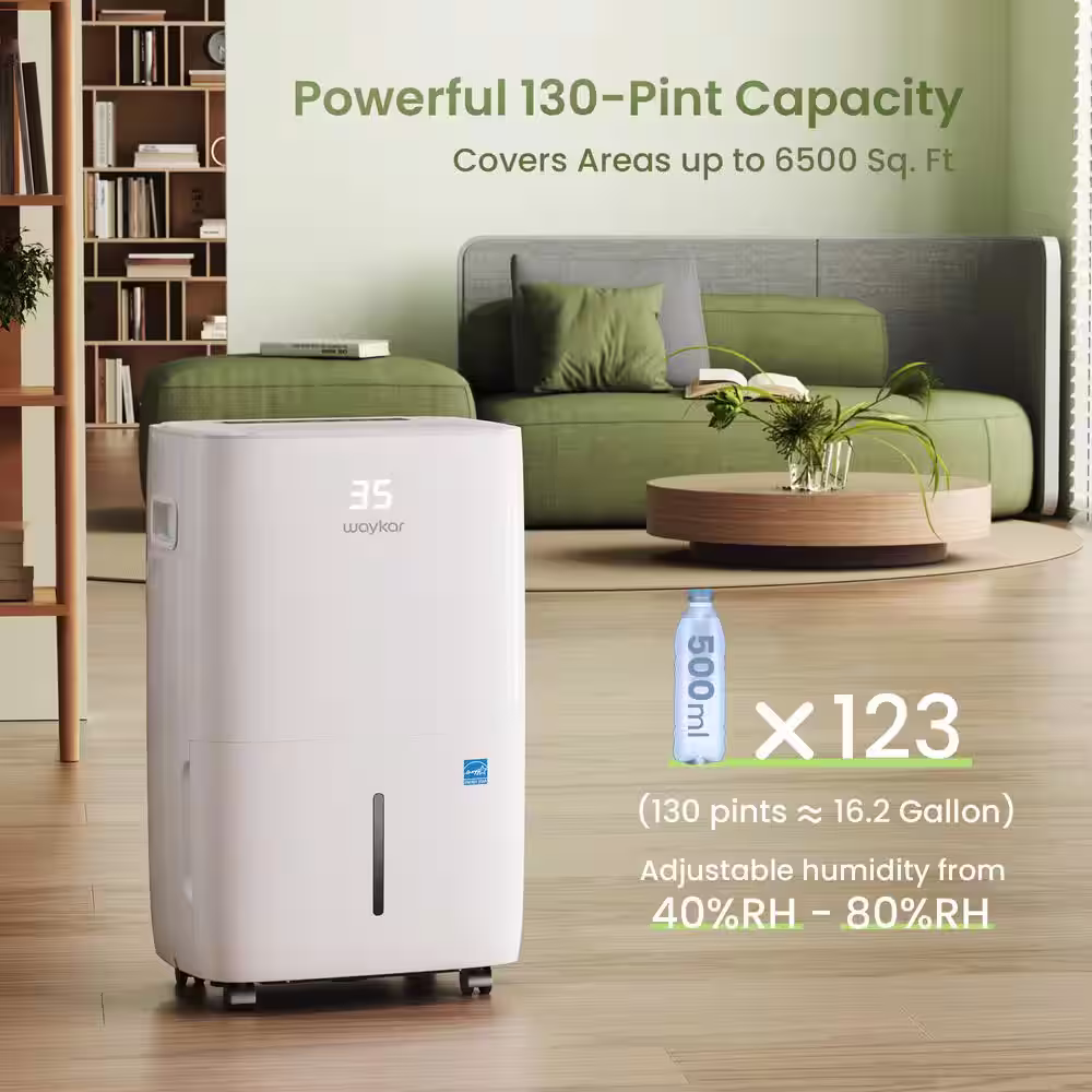 None 130-Pint Energy Star Dehumidifier with Drain and 2.04 gal. Tank for Commercial and Industrial Rooms Up to 7,000 sq. ft.