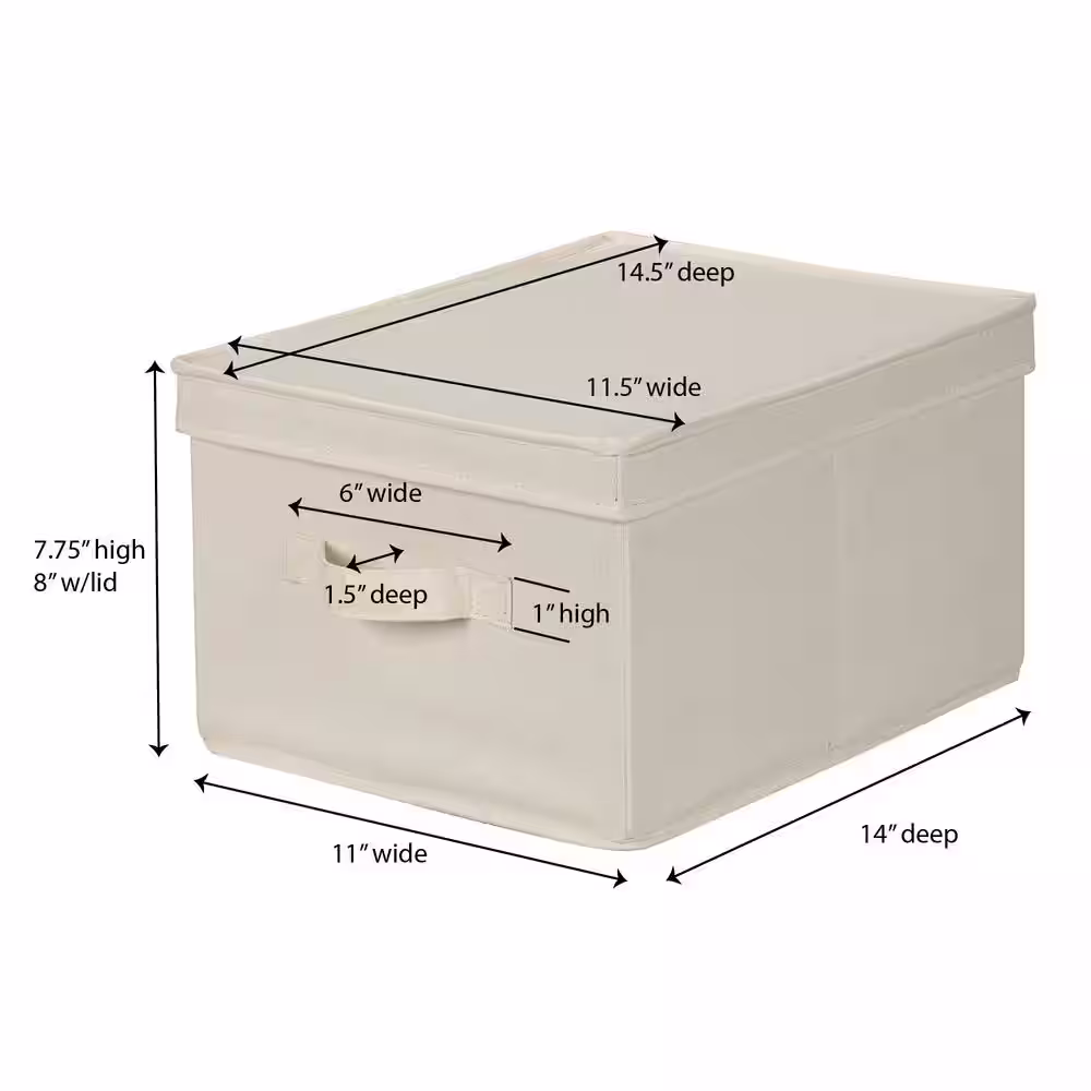 HOUSEHOLD ESSENTIALS 8 in. H x 12 in. W x 15 in. D White Canvas Cube Storage Bin