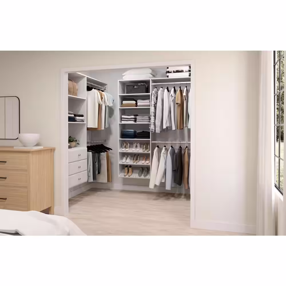 Closet Evolution Classic 36 in. W . - 60 in. W White Wood Closet System
