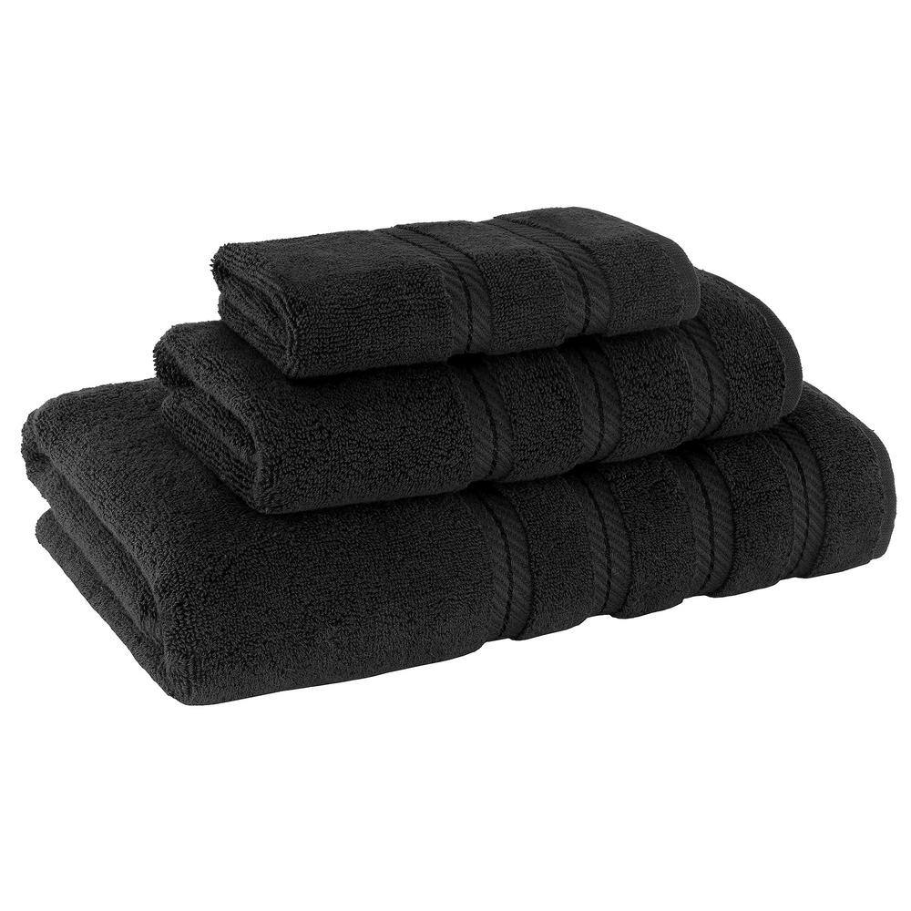 American Soft Linen Bath Towel Set 100% Turkish Cotton 3 Piece Towels for Bathroom- Coal Black