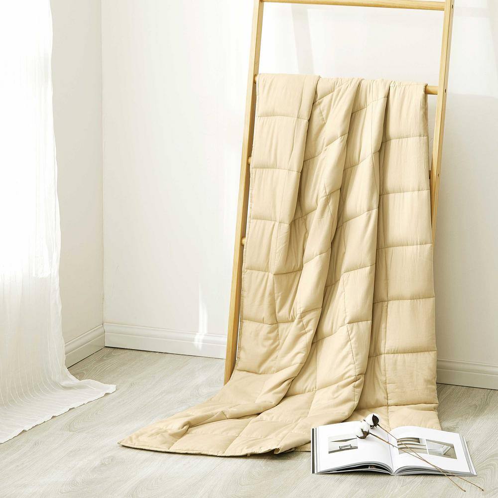 PUR SERENITY Tan 100% Cotton 48 in. x 72 in. 20 lb. Weighted Blanket