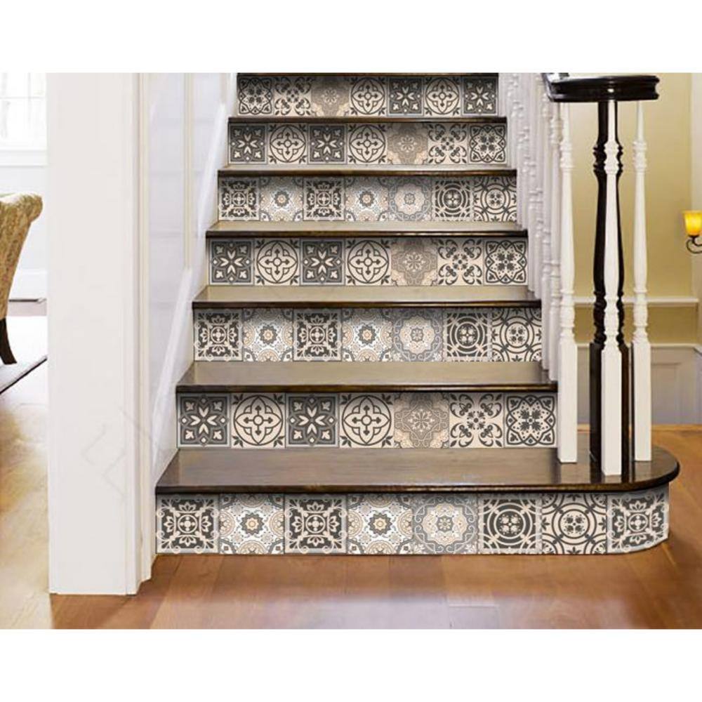 HomeRoots Amelia Gray 6 in. x 6 in. Vinyl Peel and Stick Tile (6 sq. ft./Pack)