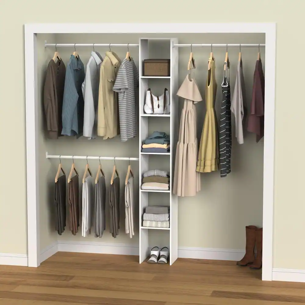 ClosetMaid Selectives 12 in. W White Custom Tower Wall Mount 6-Shelf Wood Closet System