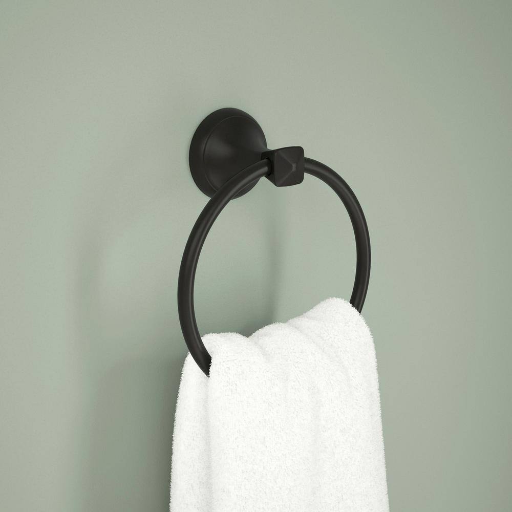 Delta Esato Wall Mount Round Closed Towel Ring Bath Hardware Accessory in Matte Black