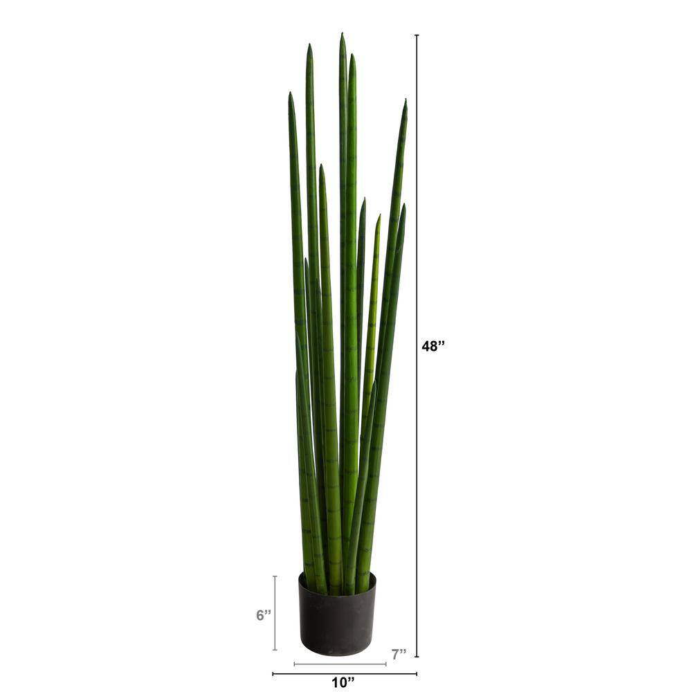 Nearly Natural 4 ft. Green Sansevieria Snake Artificial Plant