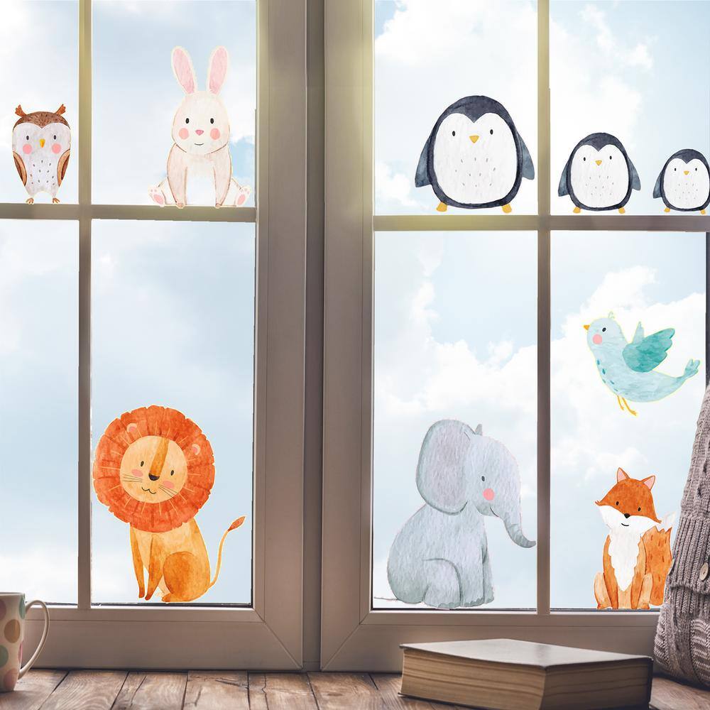 None Grey Semi-Gloss Watercolor Animals Stickers