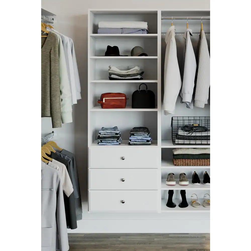 Closet Evolution Essential 25 in. W White Wood Closet Tower