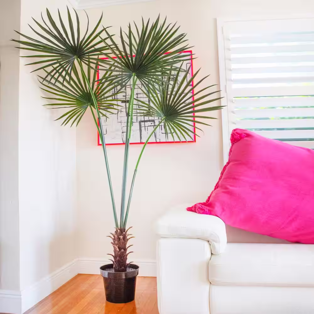 Nearly Natural 7 ft. Artificial UV Resistant Indoor/Outdoor Fan Palm Tree