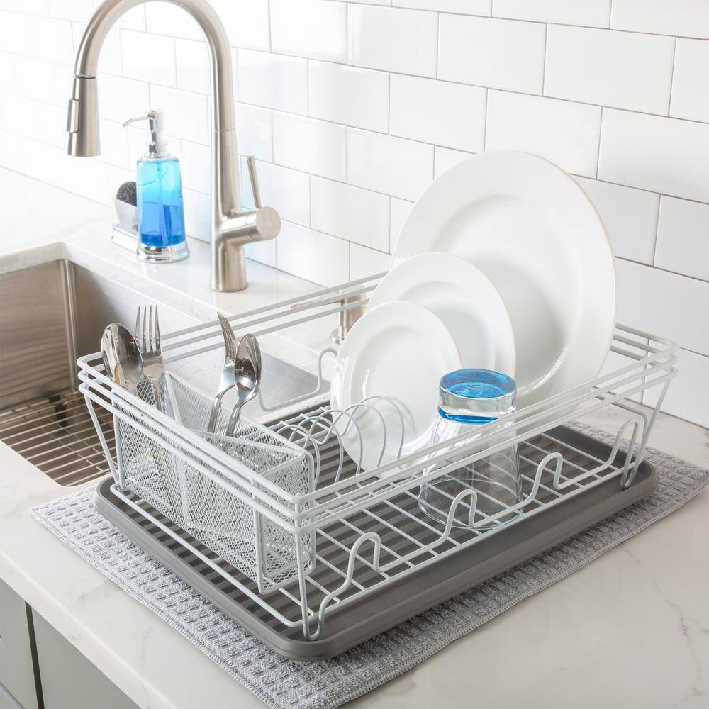 Laura Ashley Speckled Dish Rack Set in White