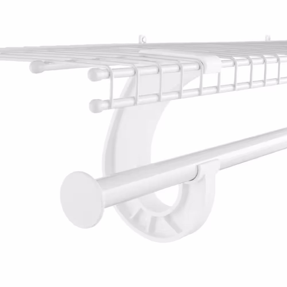 Everbilt 72 in. W to 72.82 in. W x 12 in. White Fixed Mount Kit with Closet Rod Adjustable Wire Closet System