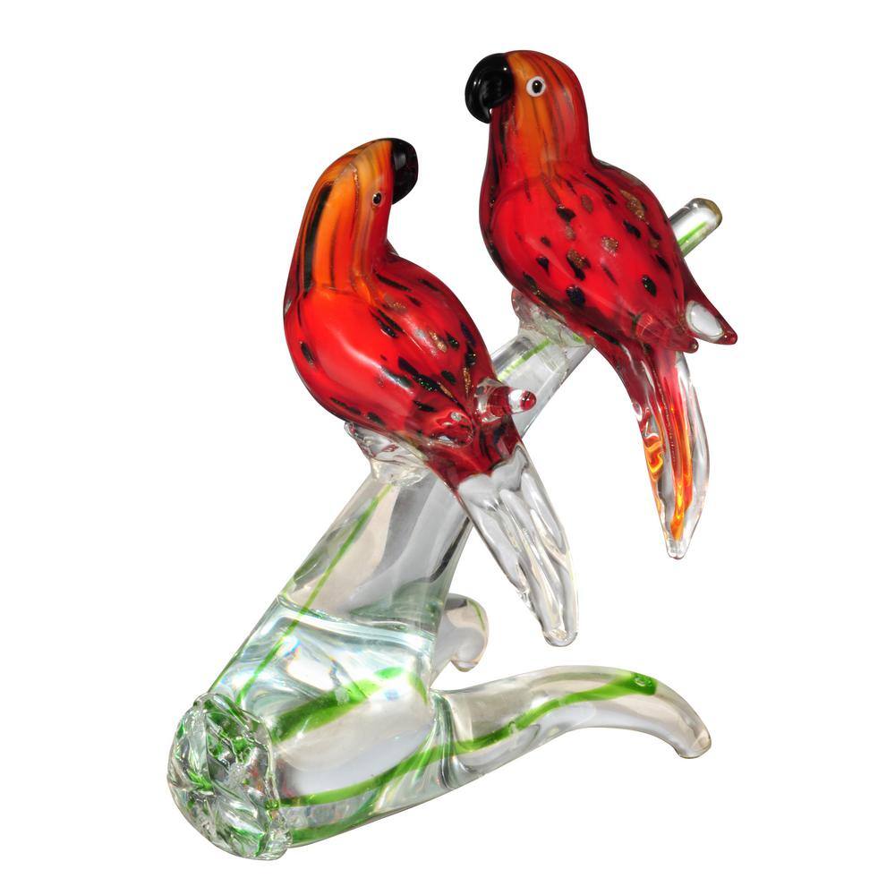 Dale Tiffany 8.75 in. Love Birds Handcrafted Irregular Art Glass Figurine