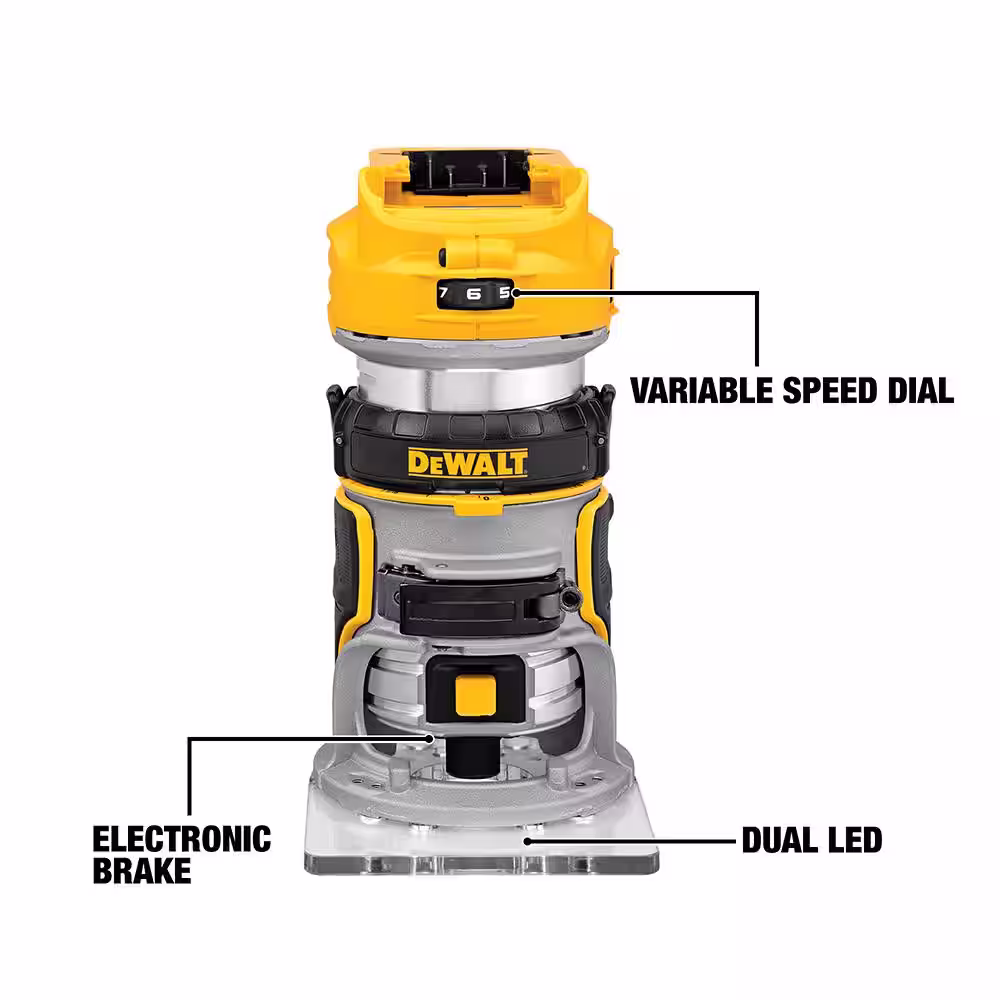 DEWALT 20V MAX Lithium-Ion Cordless Brushless Router, 20V Brushless Jigsaw, and (1) 20V 4.0Ah Battery