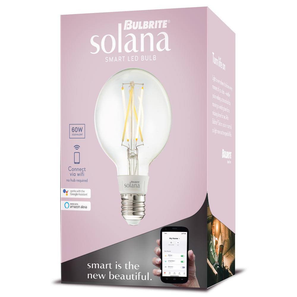 Bulbrite 60 Watt Equivalent G25 with Medium Screw Base E26 in Clear Finish Dimmable 2200-6500K Solana WIFI LED Light Bulb 1-Pack