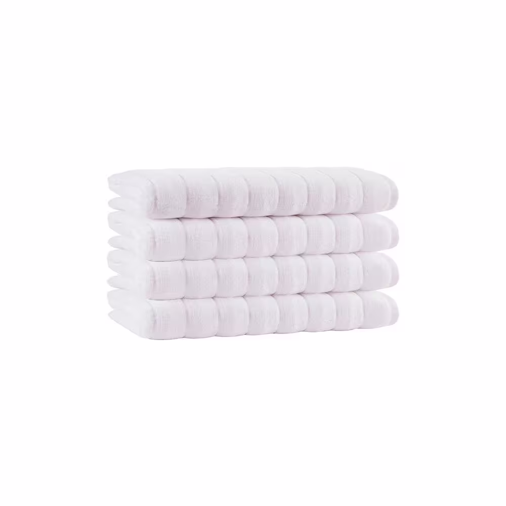 None Vague 4-Pieces White Turkish Cotton Hand Towels