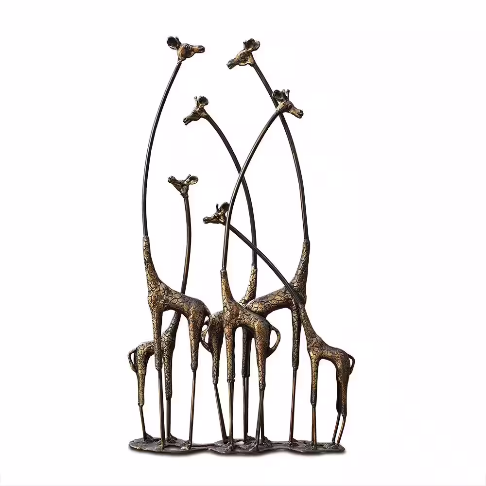 None Towering Giraffe Herd Statue