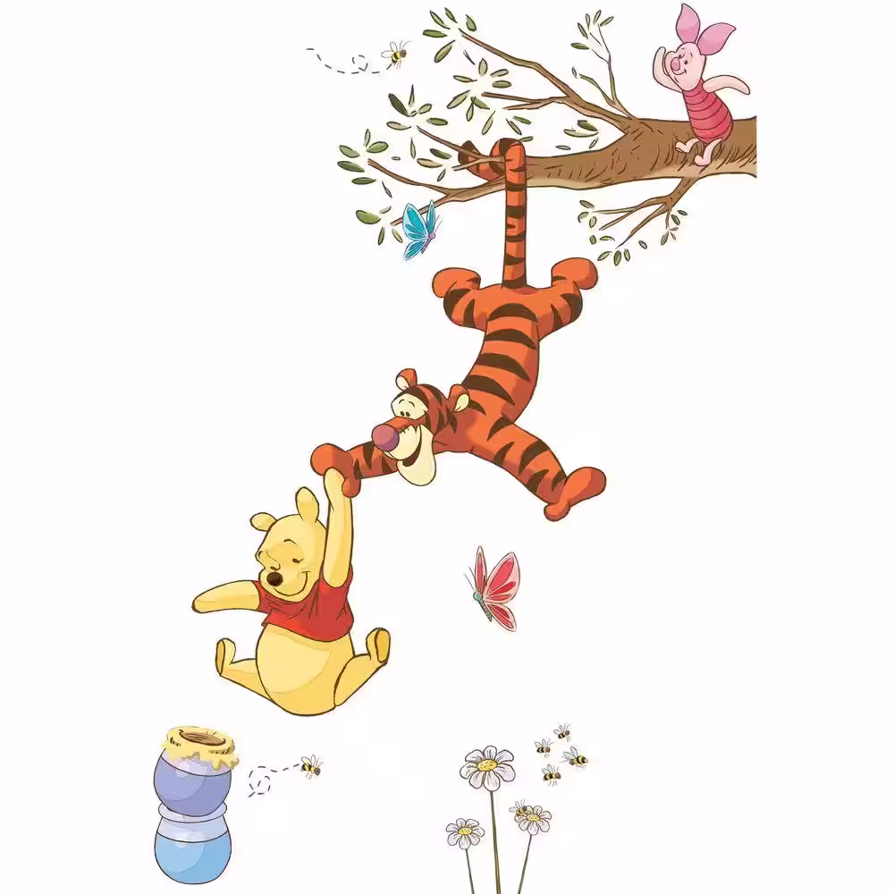 RoomMates 5 in. x 19 in. Winnie the Pooh Swinging for Honey Peel and Stick Giant Wall Decals
