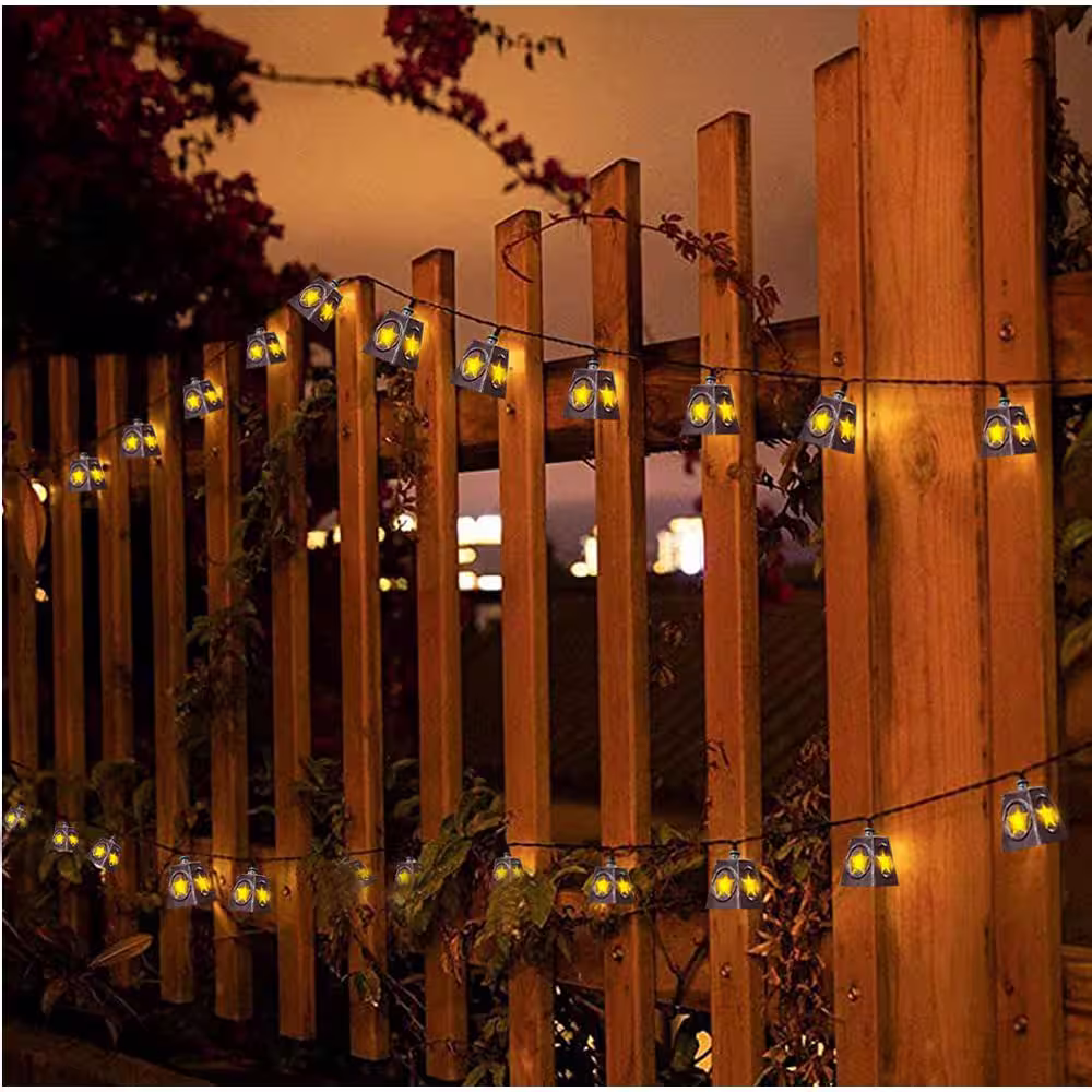 Hampton Bay 10-Light 150 in. Integrated LED Outdoor Solar String Light with Lone Star Shade