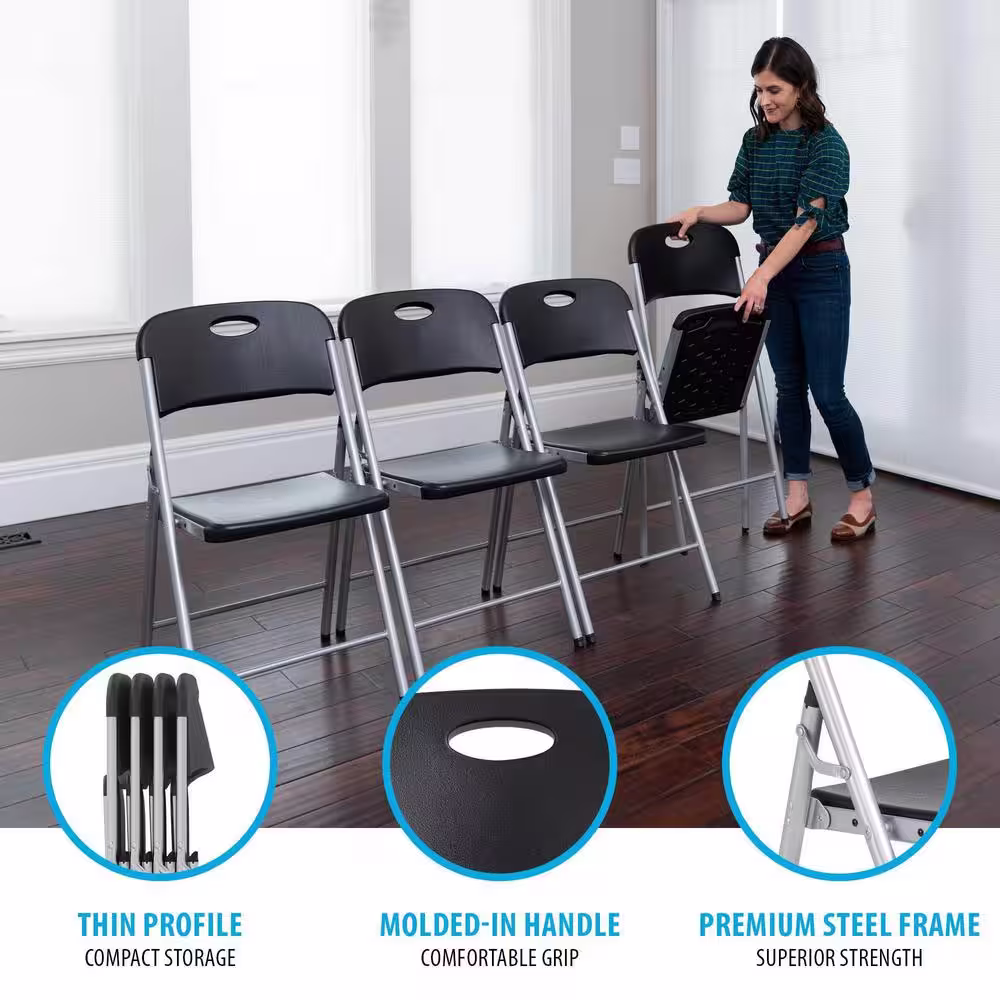 Lifetime Folding Chair; Black
