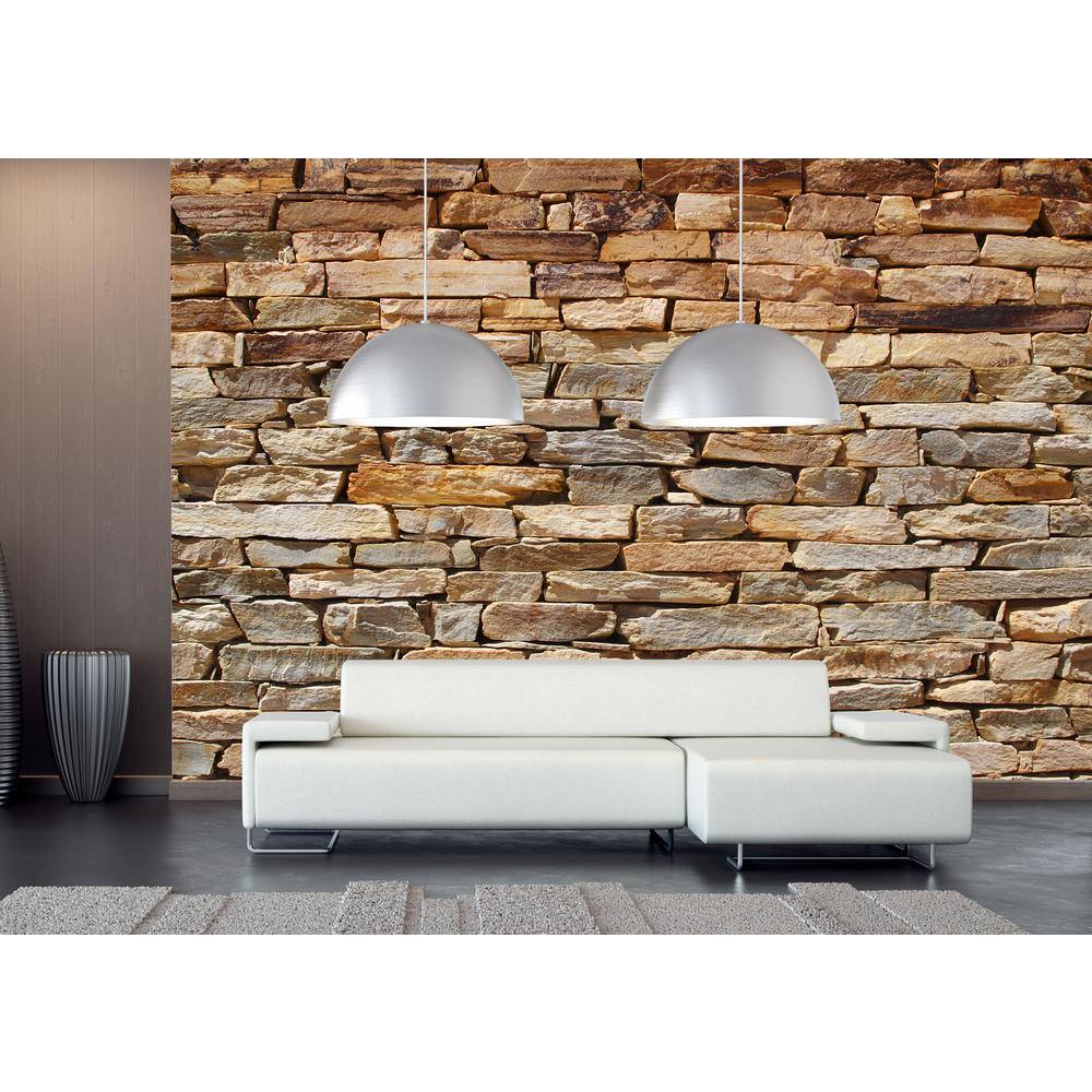 Dundee Deco Beige Yellow Stone Brick Non-Woven Wall Mural
