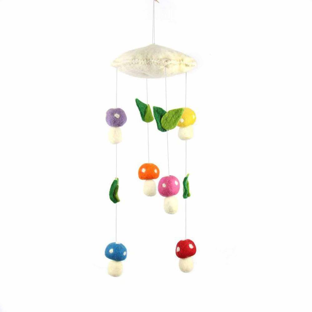 Global Crafts Mushroom Baby Nursery Felt Mobile