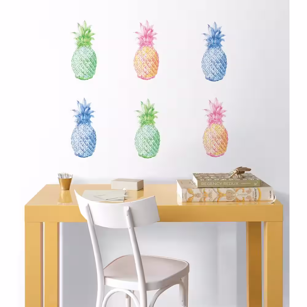 WallPops 24 in. x 17.5 in. Multi-Color Pop Pineapple Wall Decal