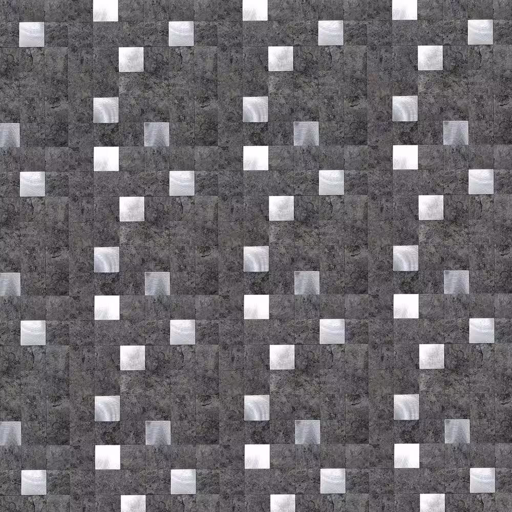 DIP Design Is Personal DIP Graphite Silver Mosaic Tile 12 in. x 12 in. Self-Adhesive PVC Backsplash (10 pack)