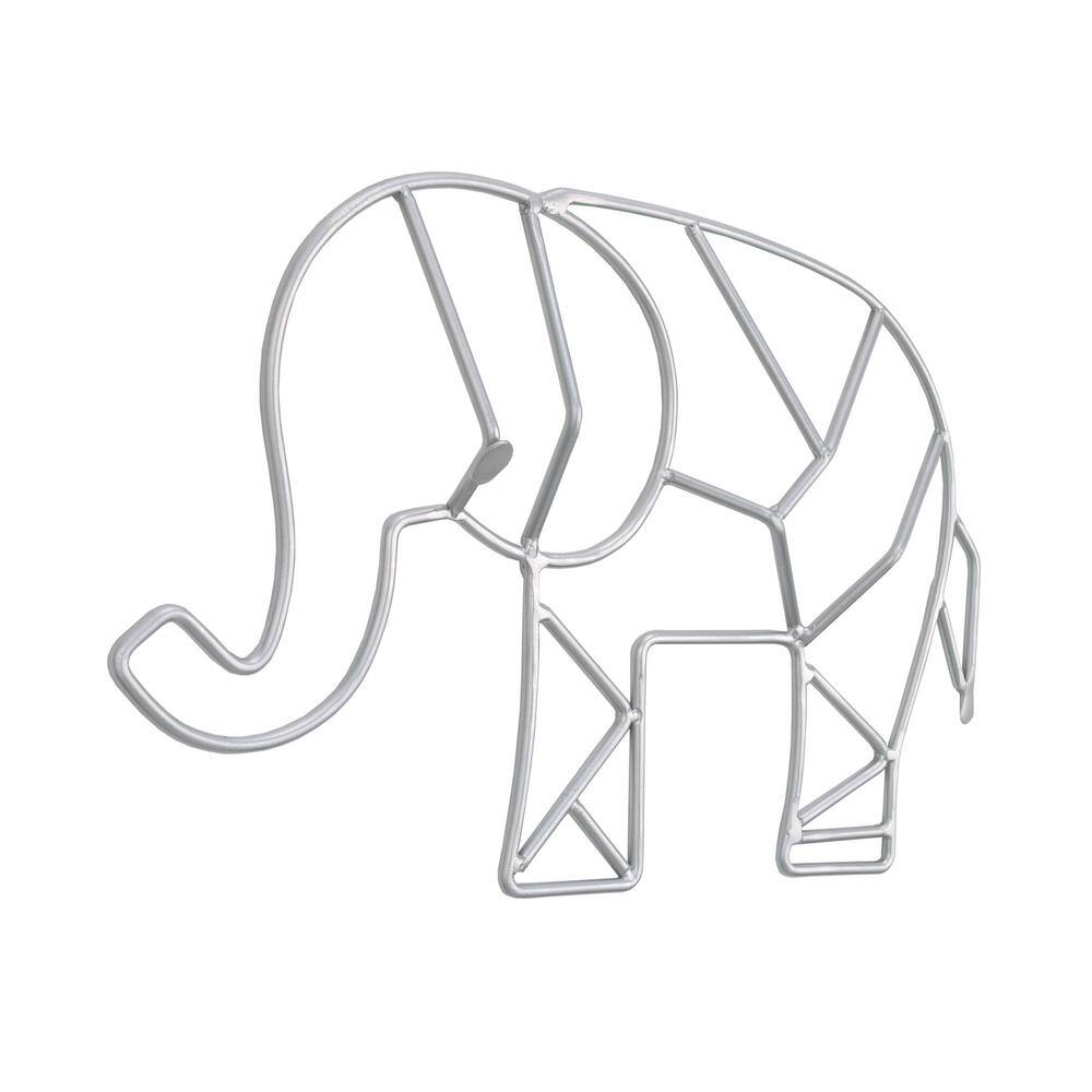 NoJo Elephant Shaped Wire and Grey Finish Nursery Wall Decor