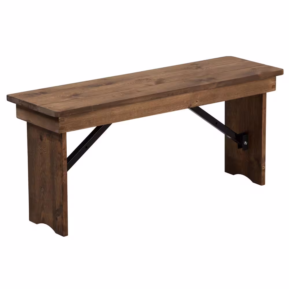 Carnegy Avenue Antique Rustic Wood Dining Bench 40.25 in. .