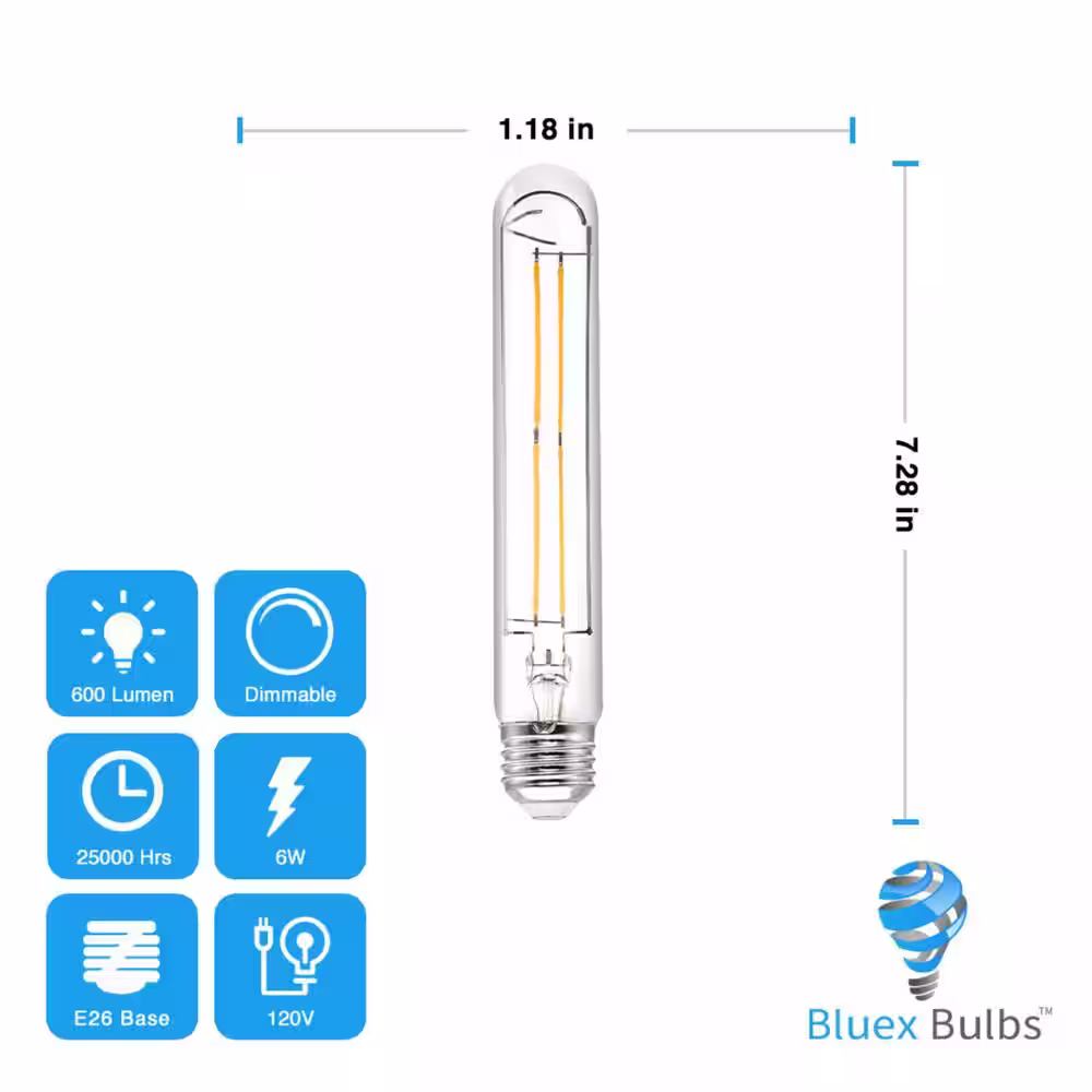 BLUEX BULBS 75-Watt Equivalent T10 Household Indoor LED Light Bulb in Warm White (4-Pack)