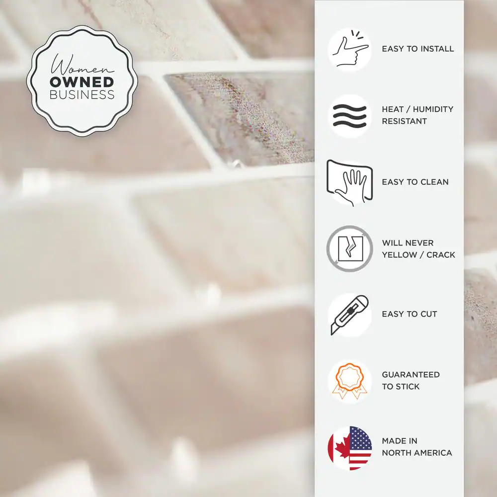 smart tiles Mandolia Alba Beige 9.94 in. x 9.92 in. Vinyl Peel and Stick Tile (2.70 sq. ft./4-pack)