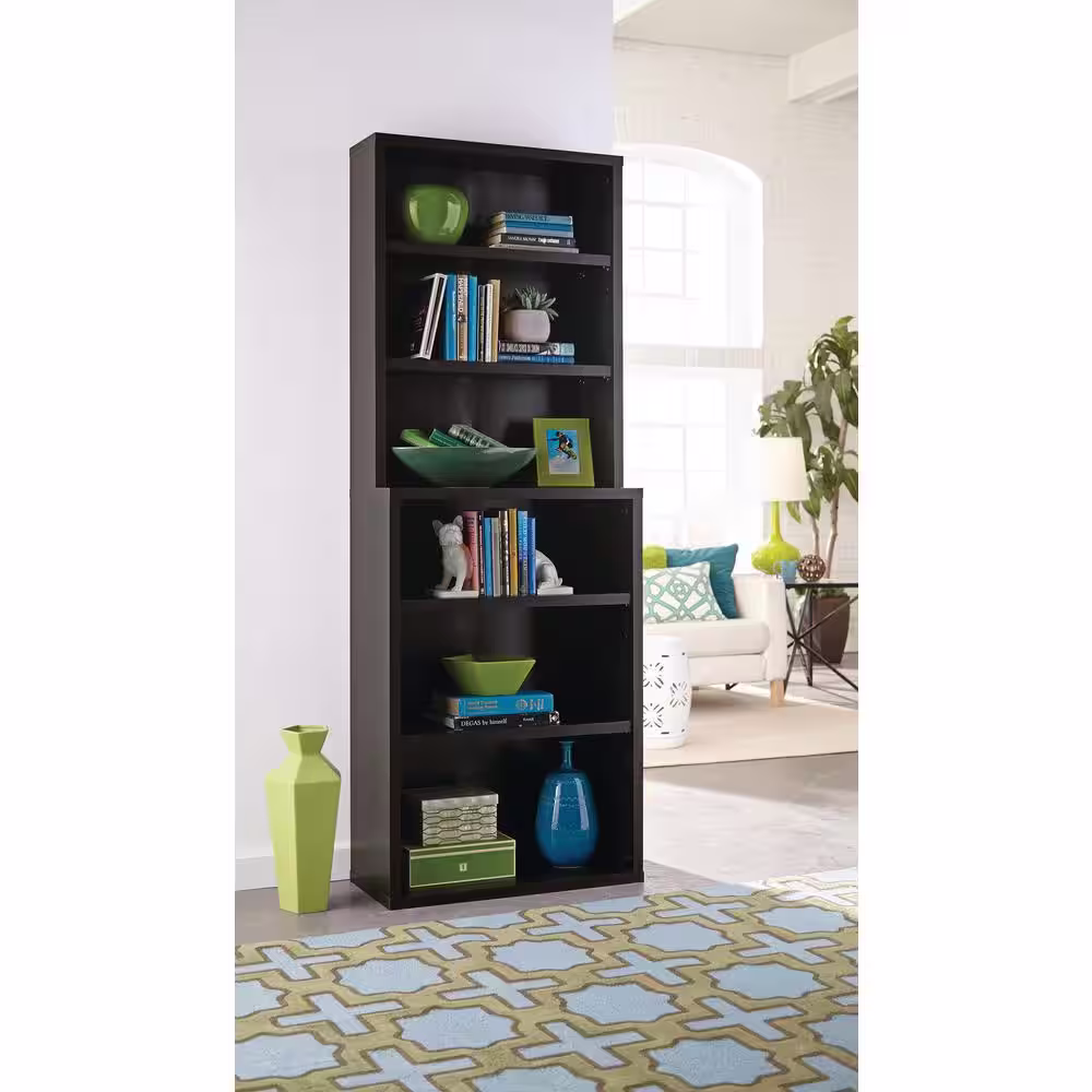 ClosetMaid 82 in. H x 30 in. W x 14 in. D Black Walnut Wood 6-Cube Storage Organizer