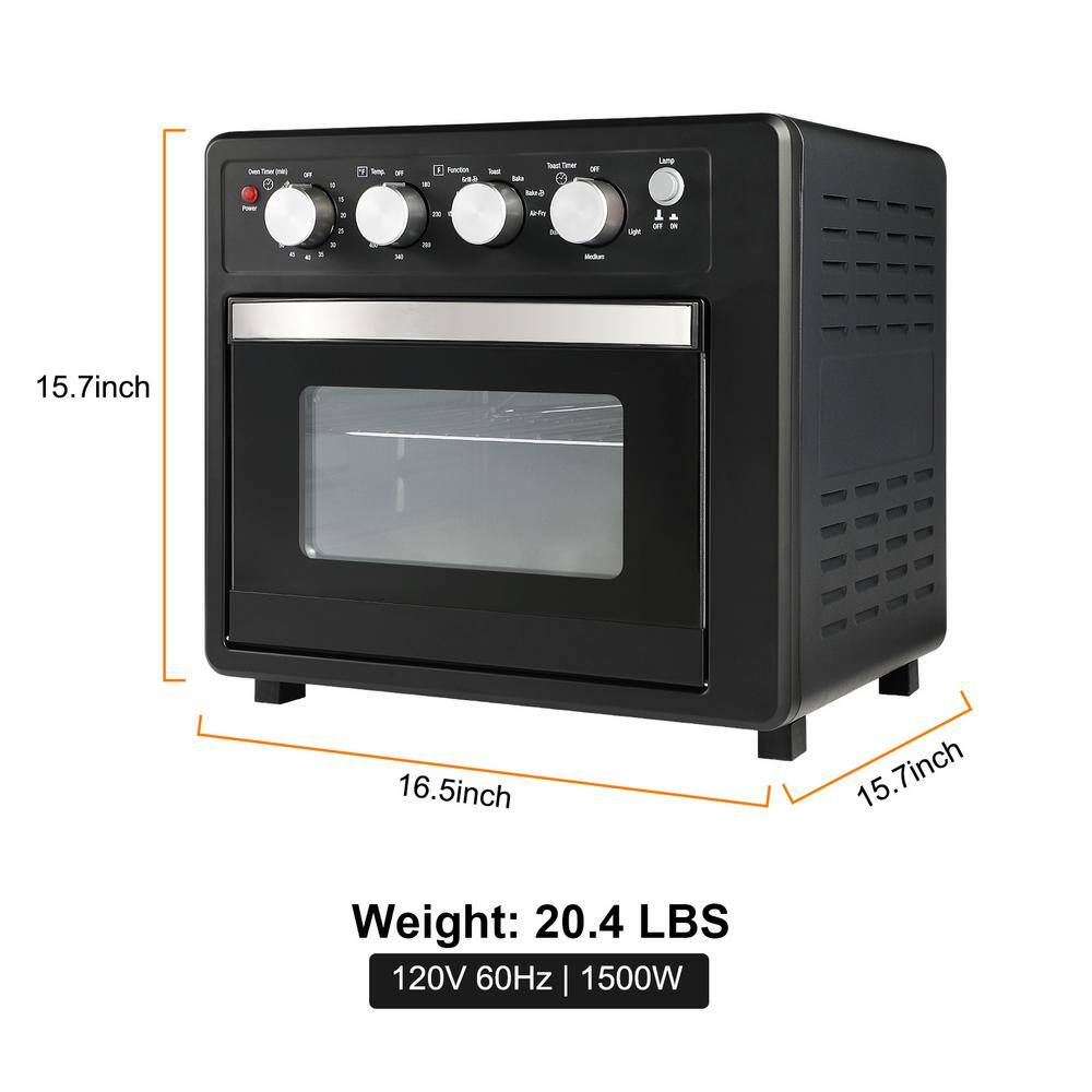 None 25 qt. 1500 Watt Black Stainless Steel Air Fryer Oven with 6 Accessories Included