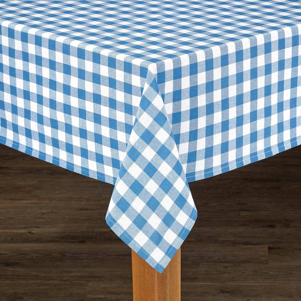 Lintex Buffalo Check 70 in. Round Navy 100% Cotton Table Cloth for Any Table