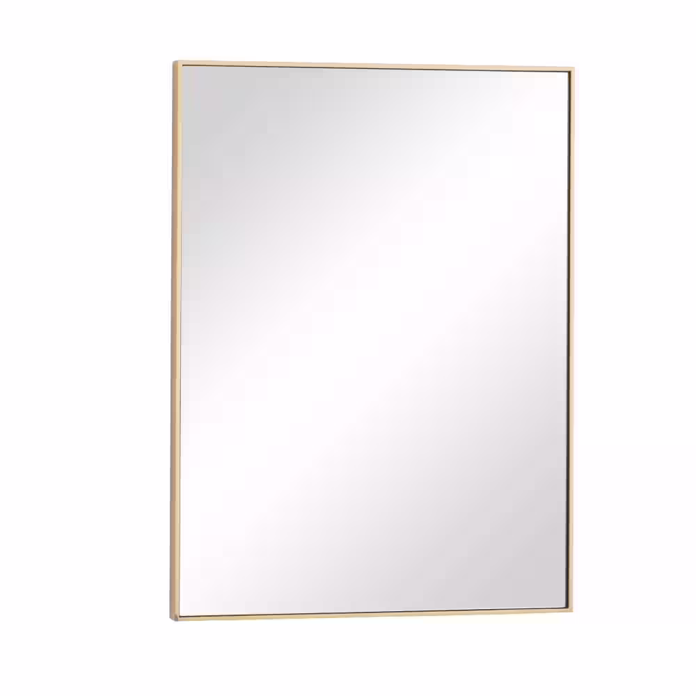 Litton Lane 24 in. x 18 in. Rectangle Framed Gold Wall Mirror with Thin Frame