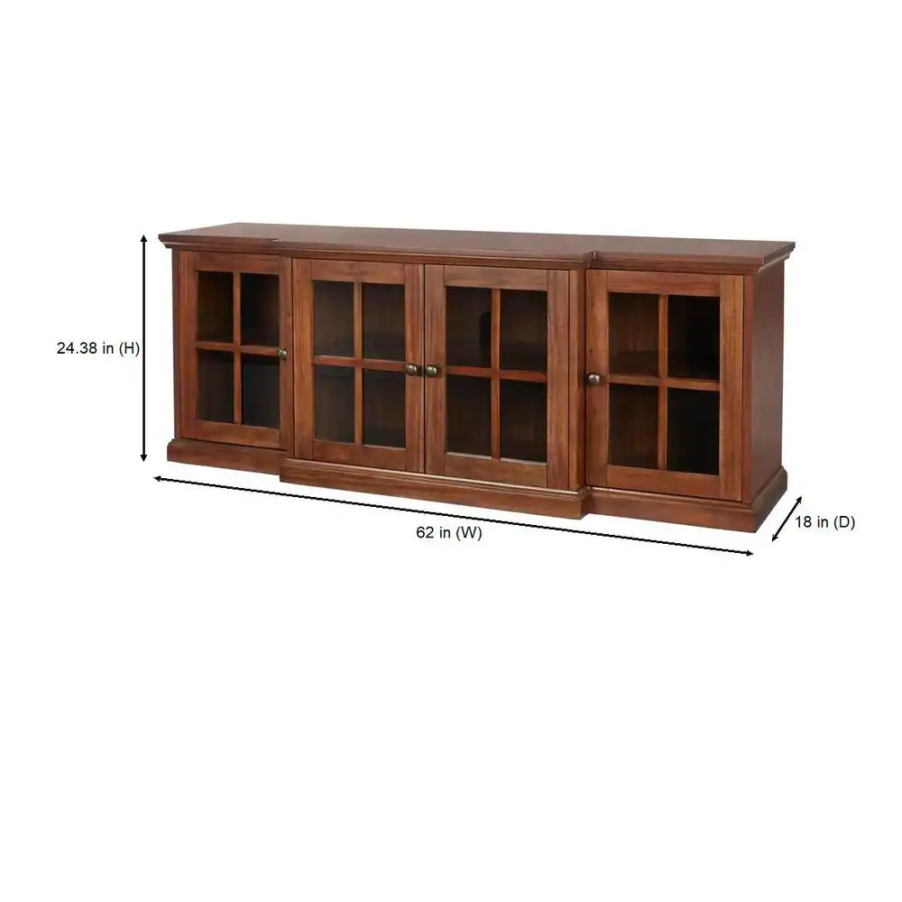 Home Decorators Collection Edenridge Walnut Brown Wood TV Stand with Glass Windowpane Doors (62 in. W x 24 in. H)