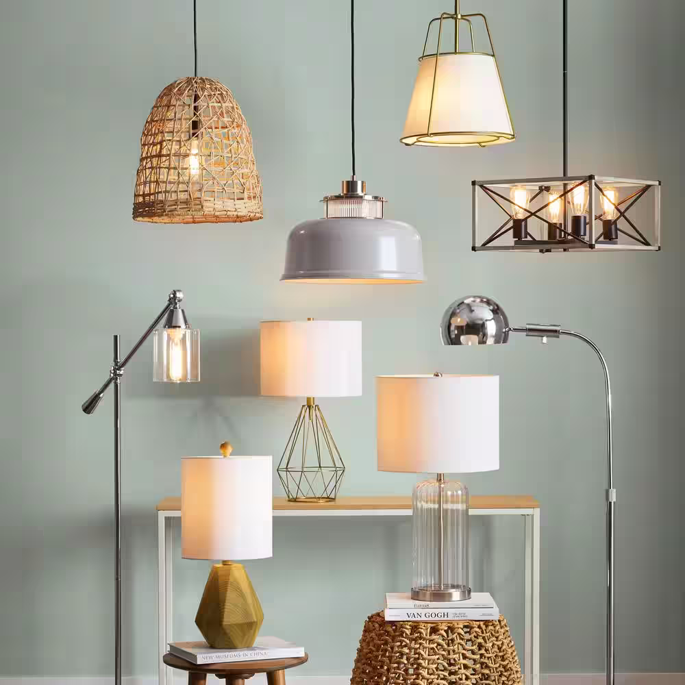 DSI Taylor 2-Light Gold Pendant with White Fabric Shade