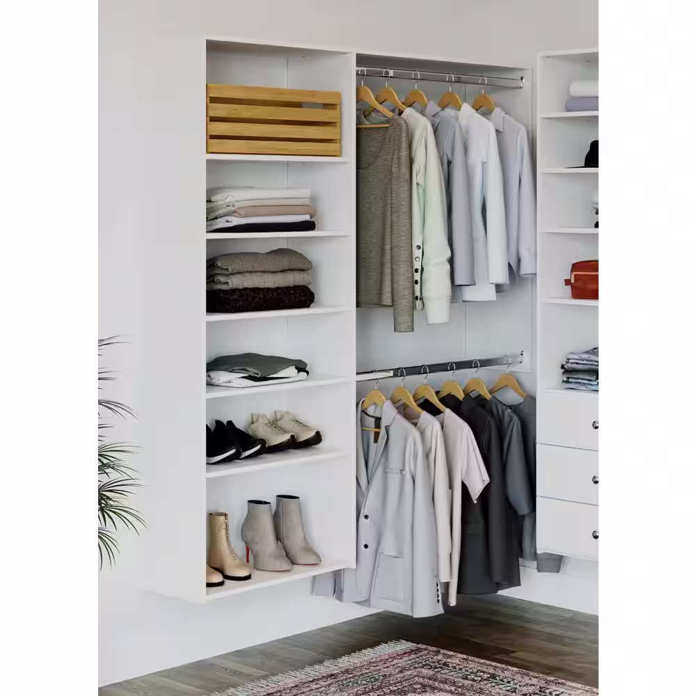 Closet Evolution Essential 36 in. W - 60 in. W White Wood Closet System