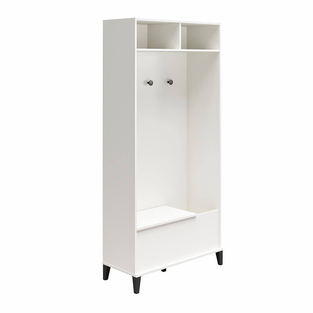 None Flex Gym Cabinet with Yoga Mat Storage and Bench Seat, Graphite, Wood Closet System, 35.67 in W