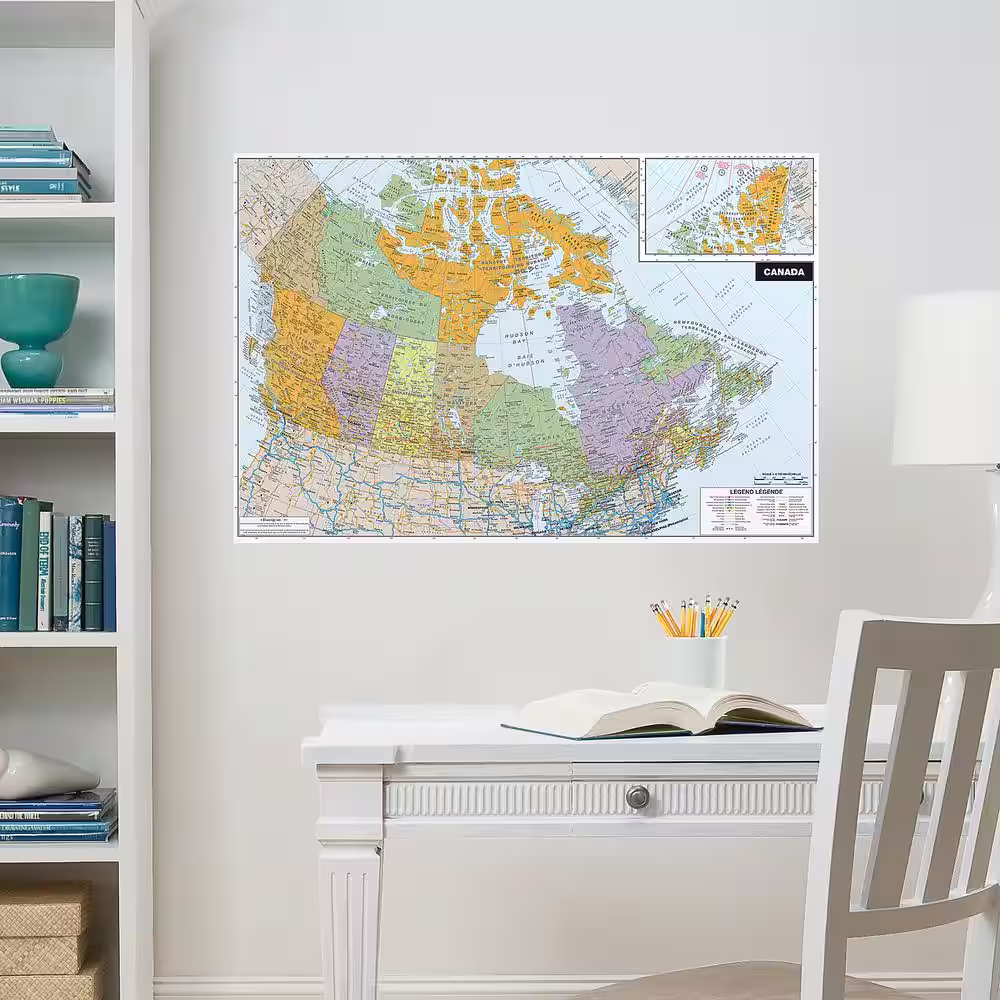 WallPOPs Canada Dry Erase Multi-Colored Map Matte Vinyl Wall Decal