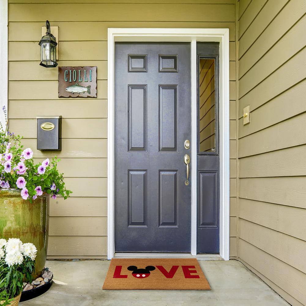 Disney Mickey Mouse Love and Hello Bye 20 in. x 34 in. Coir Door Mat (2-Pack)