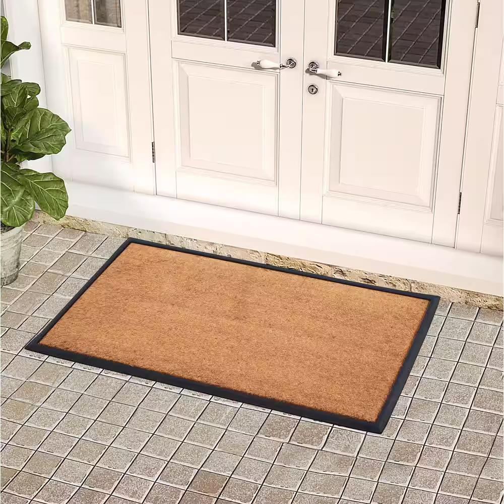 A1 Home Collections A1HC Heavy Weight Plain Beige 24 in x 48 in Rubber and Coir large Outdoor Durable Doormat
