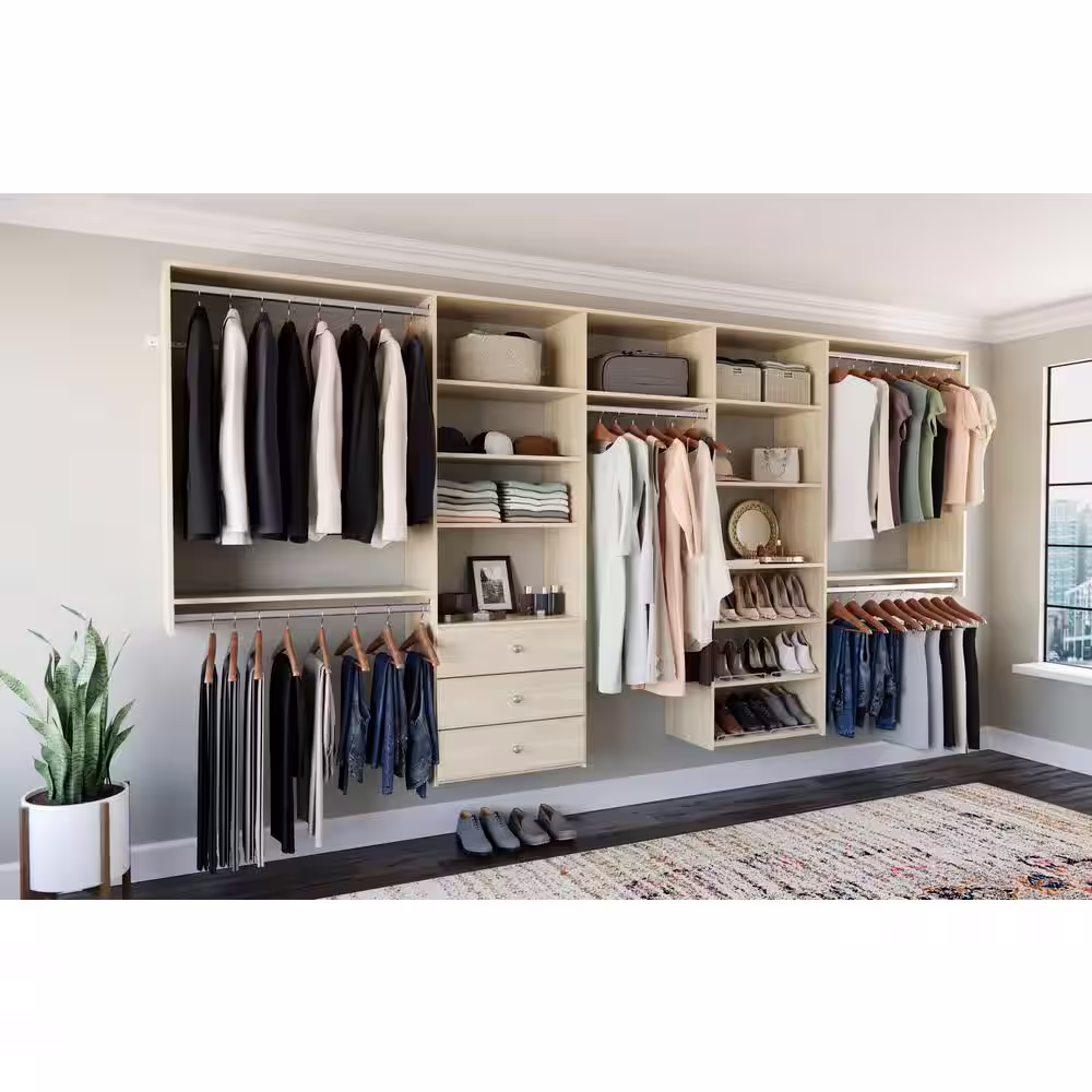 Closet Evolution 120 in. W - 144 in. W Harvest Grain Wood Classic Closet System