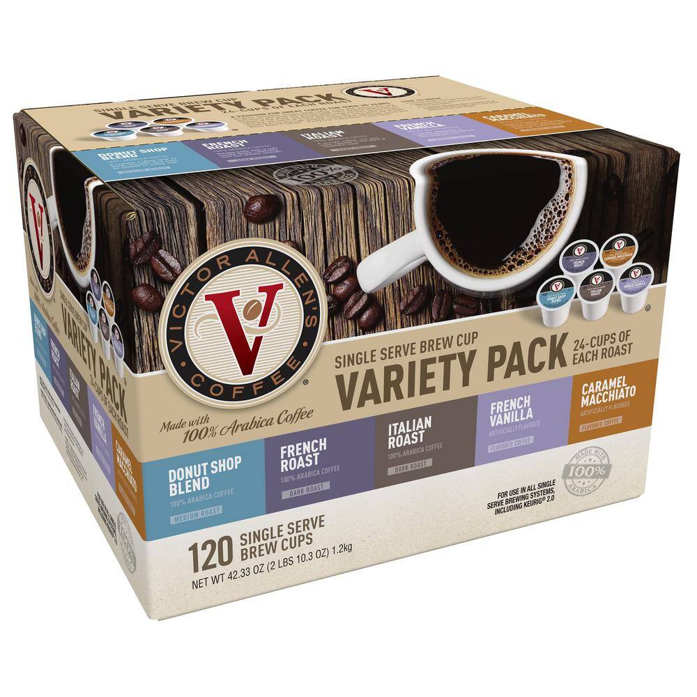 Victor Allen's Coffee Variety Pack Assorted Roast Single Serve Coffee Pods for Keurig K-Cup Brewers (120 Count)