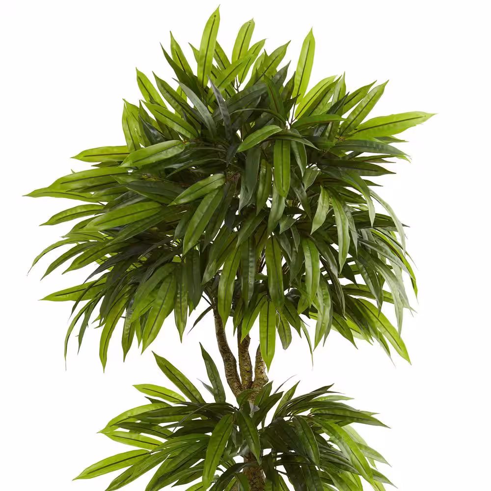 Nearly Natural 5.5 ft. High Indoor/Outdoor Mango Artificial Tree in Black Wash Planter
