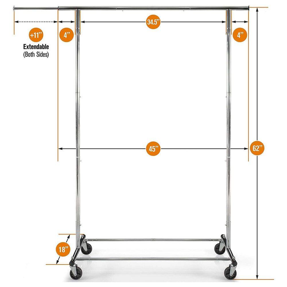 None Chrome Steel Adjustable Garment Clothes Rack 45 in. W x 62 in. H