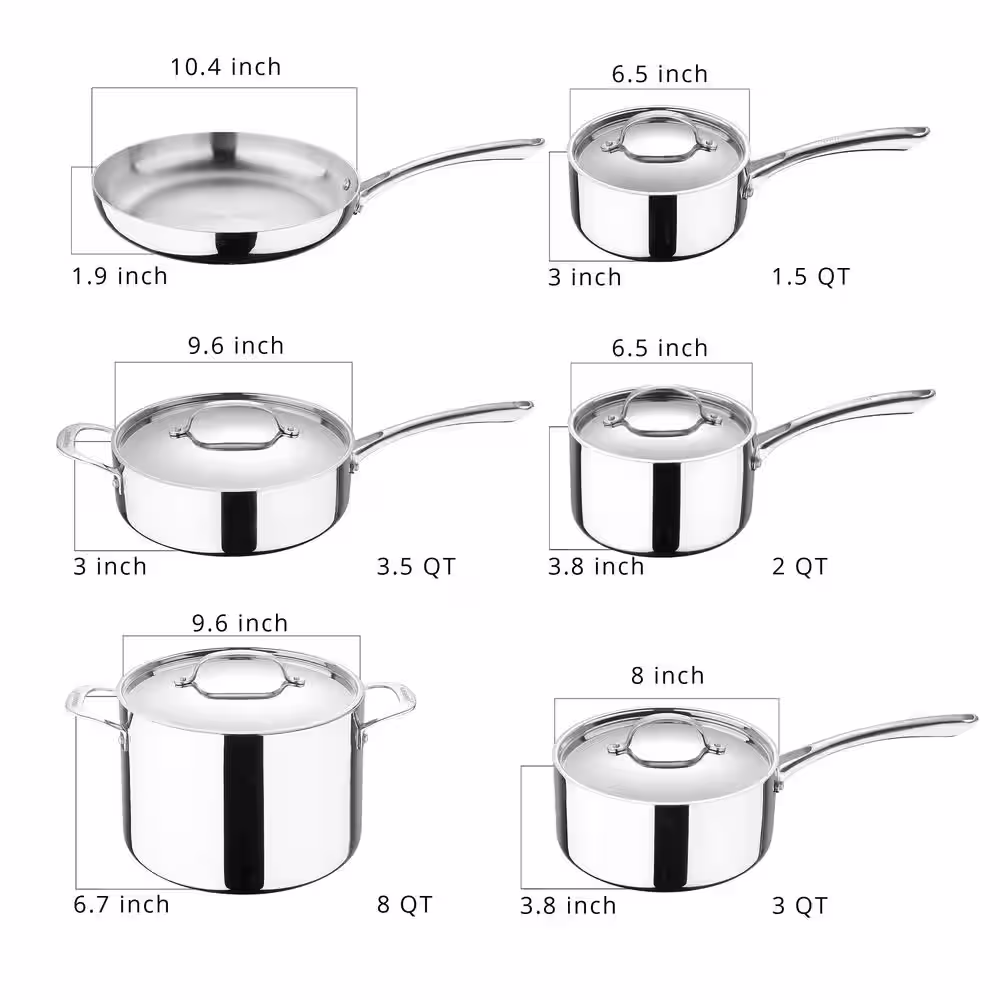 None Tri-Ply 11-Piece Stainless Steel Cookware Set