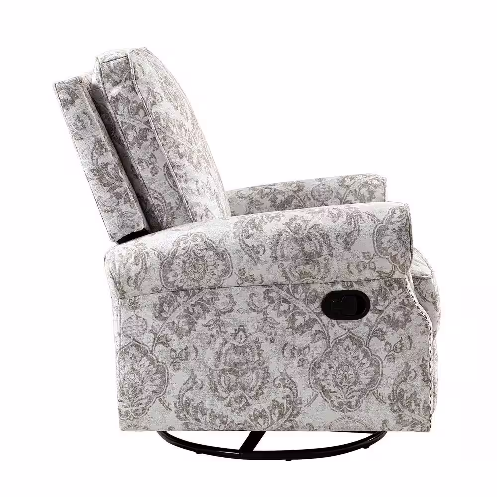 JAYDEN CREATION Orlando Traditonal Manual Livingroom Glider Rocker Nursery Recliner with Swivel Base and Nailhead Trim set of 2 - Beige