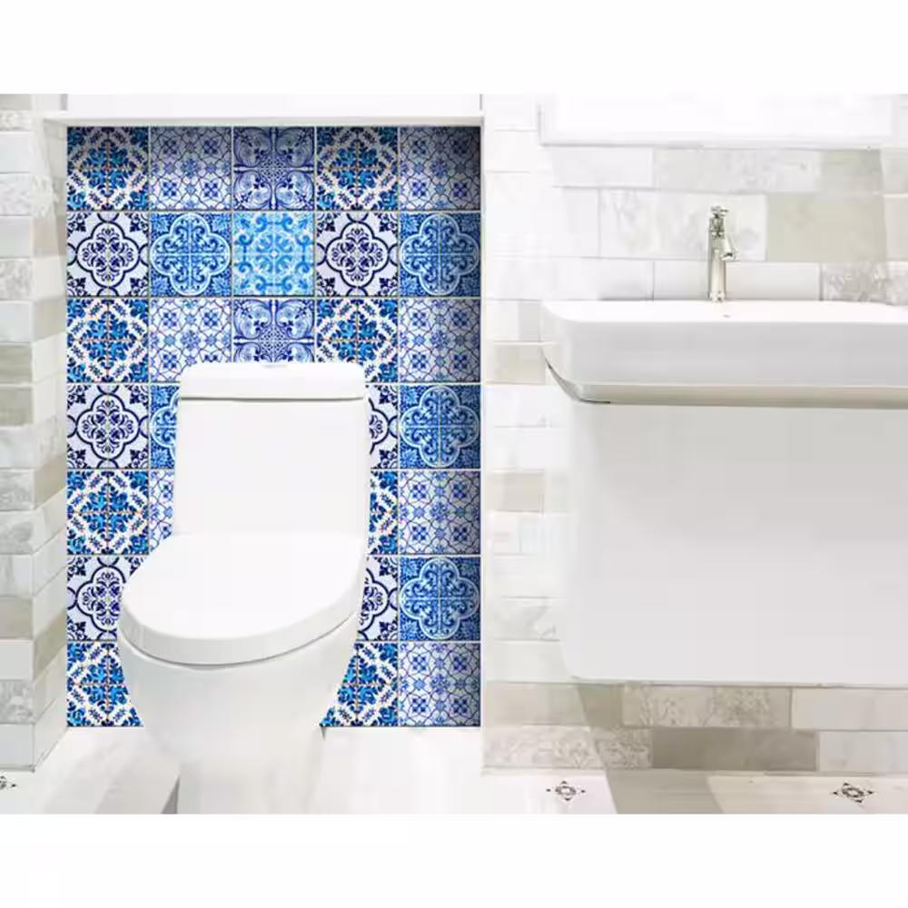 HomeRoots Azul Gianna 8 in. x 8 in. Vinyl Peel and Stick Removable Tile Stickers (10.56 sq.ft./Pack)