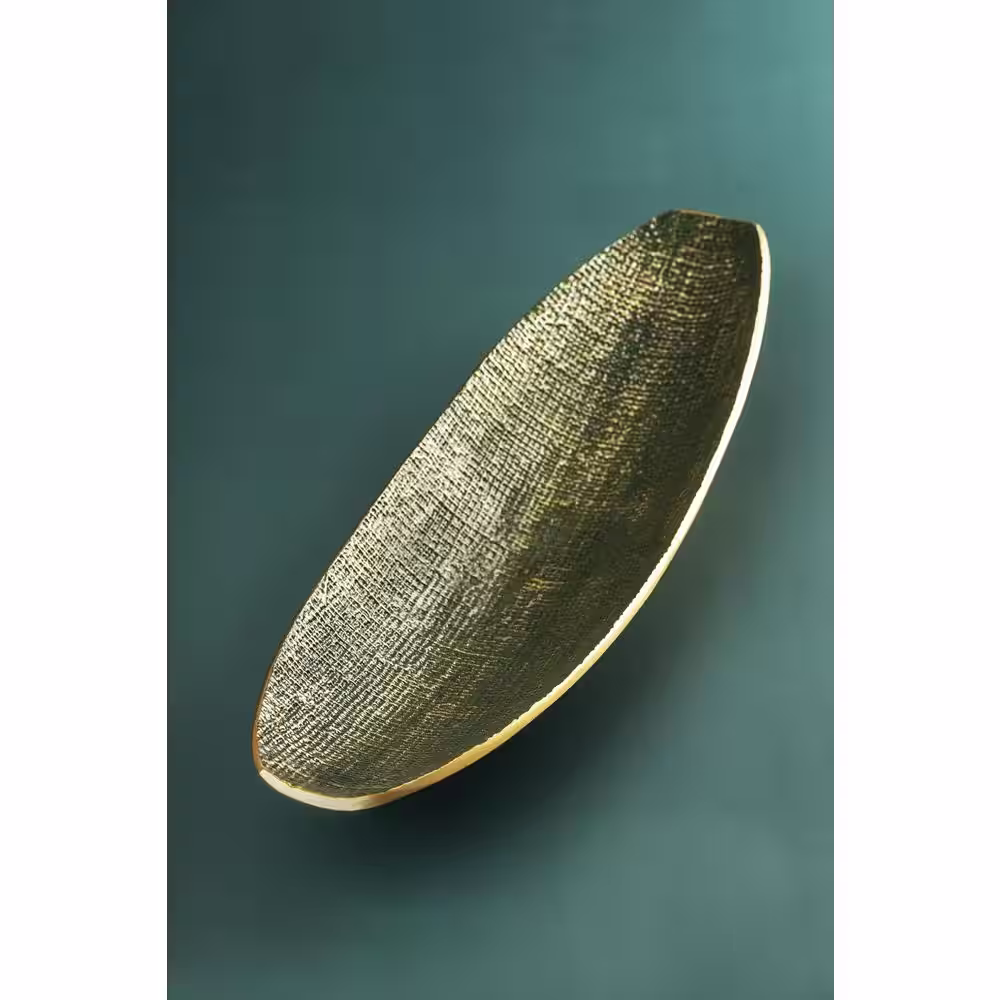 GAURI KOHLI 19 in. Lugo Green Gold Decorative Platter