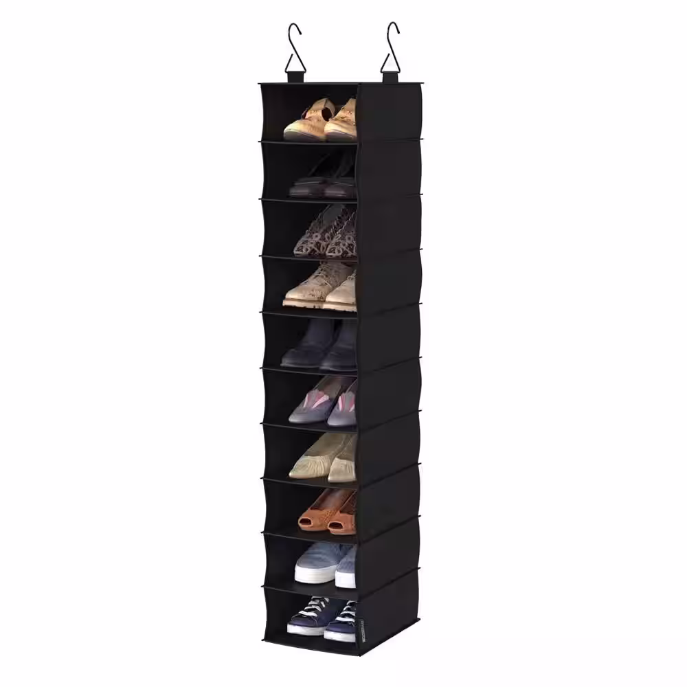 ClosetMaid 54.84 in. H 10-Pair Charcoal Black Fabric Hanging Shoe Organizer